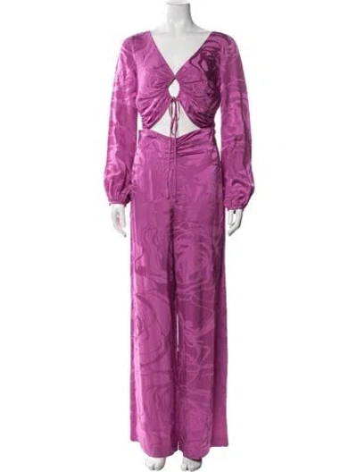 Pre-owned Silvia Tcherassi Silk Floral Print Pant Set In Purple