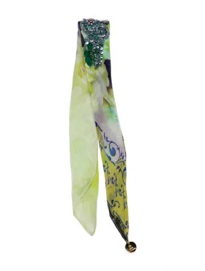 Pre-owned Silvia Tcherassi Silk Floral Print Scarf In Green
