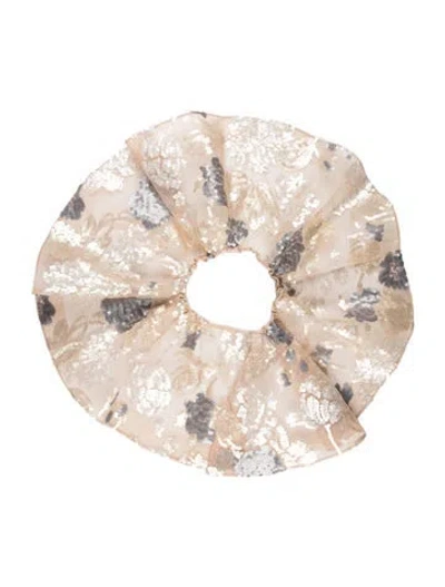 Pre-owned Silvia Tcherassi Silk Floral Print Scarf In Neutrals