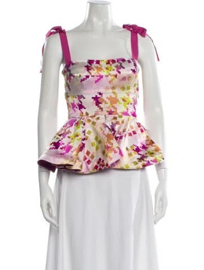 Pre-owned Silvia Tcherassi Silk Graphic Print Top In Pink