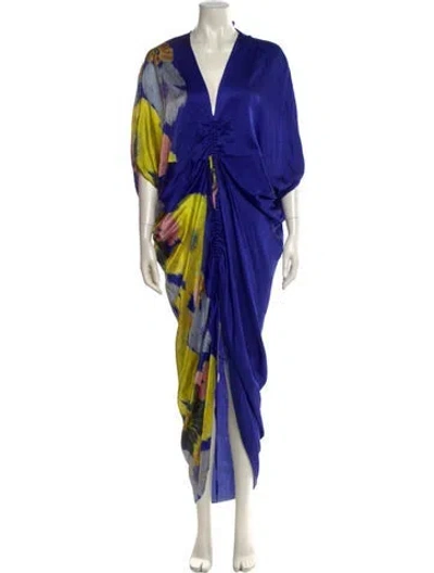 Pre-owned Silvia Tcherassi Silk Long Dress In Blue