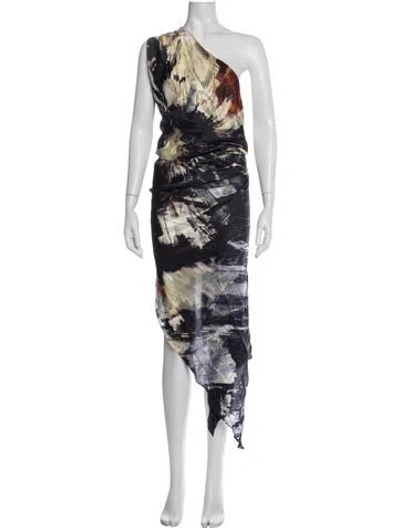 Pre-owned Silvia Tcherassi Silk Long Dress In Blue/neutrals