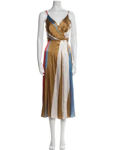 Pre-owned Silvia Tcherassi Silk Long Dress In Brown