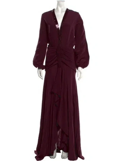 Pre-owned Silvia Tcherassi Silk Long Dress In Burgundy