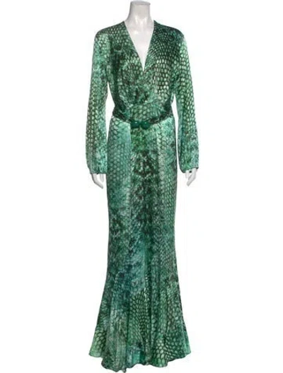 Pre-owned Silvia Tcherassi Silk Long Dress In Green