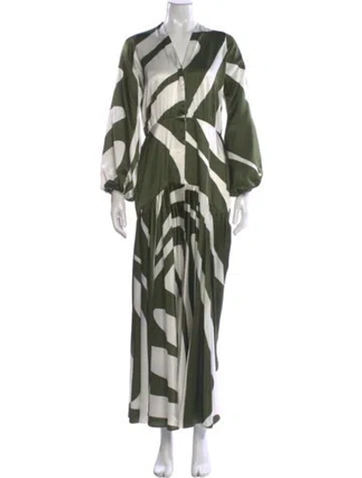 Pre-owned Silvia Tcherassi Silk Long Dress In Green