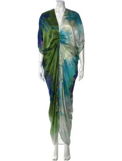Pre-owned Silvia Tcherassi Silk Long Dress In Green