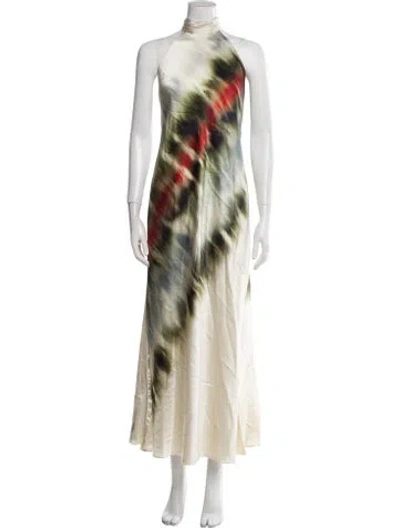 Pre-owned Silvia Tcherassi Silk Long Dress In Neutral