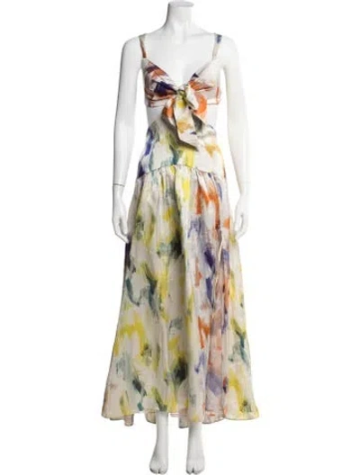 Pre-owned Silvia Tcherassi Silk Long Dress In Neutrals