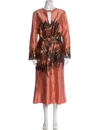 Pre-owned Silvia Tcherassi Silk Long Dress In Orange
