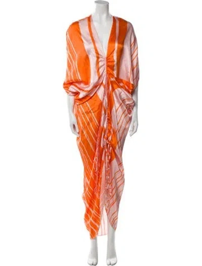 Pre-owned Silvia Tcherassi Silk Long Dress In Orange
