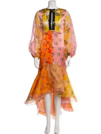 Pre-owned Silvia Tcherassi Silk Long Dress In Orange