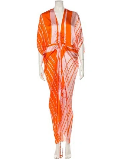 Pre-owned Silvia Tcherassi Silk Long Dress In Orange
