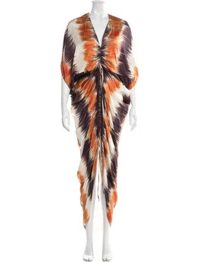 Pre-owned Silvia Tcherassi Silk Long Dress In Orange