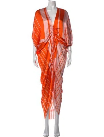 Pre-owned Silvia Tcherassi Silk Long Dress In Orange