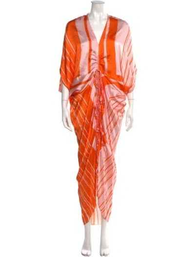 Pre-owned Silvia Tcherassi Silk Long Dress In Orange