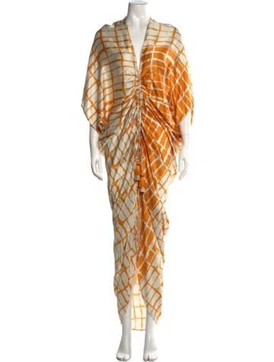 Pre-owned Silvia Tcherassi Silk Long Dress In Orange