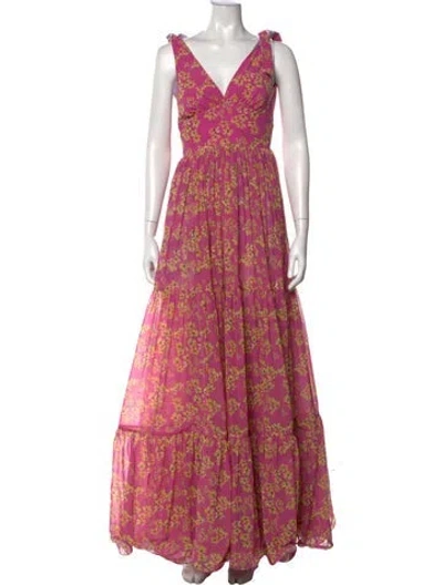 Pre-owned Silvia Tcherassi Silk Long Dress In Pink
