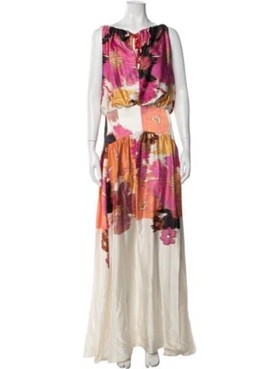 Pre-owned Silvia Tcherassi Silk Long Dress In Pink
