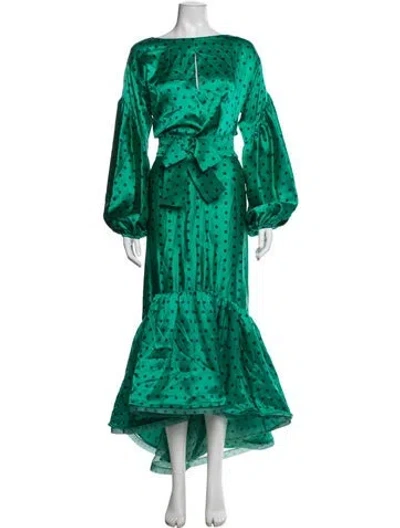 Pre-owned Silvia Tcherassi Silk Long Dress W/ Tags In Green