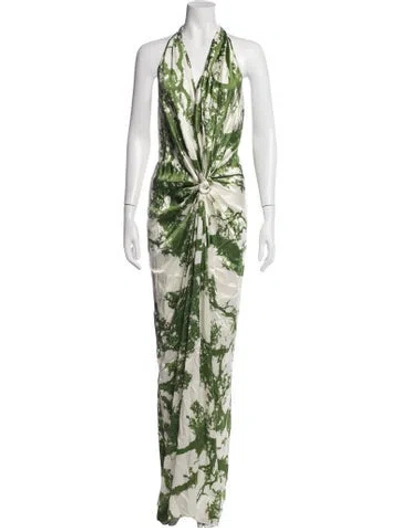 Pre-owned Silvia Tcherassi Silk Long Dress W/ Tags In Green