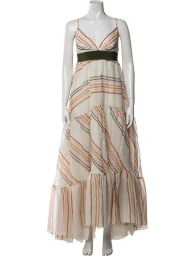 Pre-owned Silvia Tcherassi Silk Long Dress W/ Tags In Neutrals