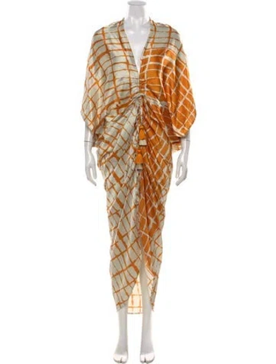 Pre-owned Silvia Tcherassi Silk Long Dress W/ Tags In Orange