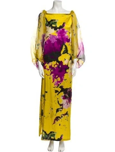 Pre-owned Silvia Tcherassi Silk Long Dress W/ Tags In Yellow