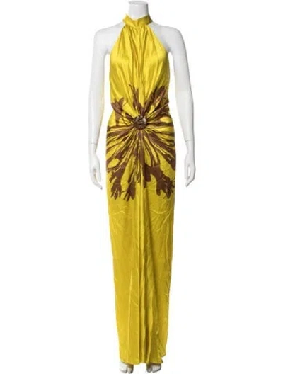 Pre-owned Silvia Tcherassi Silk Long Dress W/ Tags In Yellow