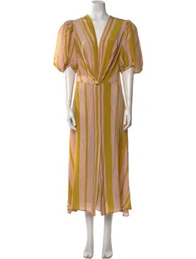 Pre-owned Silvia Tcherassi Silk Long Dress In Yellow