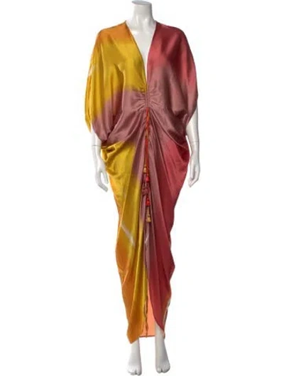 Pre-owned Silvia Tcherassi Silk Long Dress In Yellow