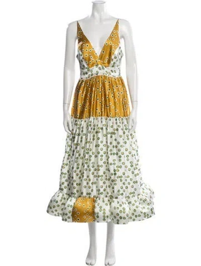 Pre-owned Silvia Tcherassi Silk Long Dress In Yellow