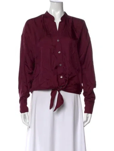 Pre-owned Silvia Tcherassi Silk Long Sleeve Blouse In Burgundy