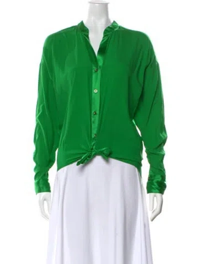 Pre-owned Silvia Tcherassi Silk Long Sleeve Blouse In Green