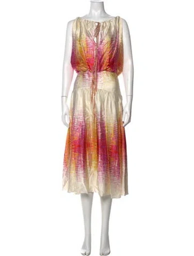 Pre-owned Silvia Tcherassi Silk Midi Length Dress In Neutral