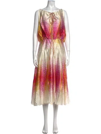 Pre-owned Silvia Tcherassi Silk Midi Length Dress In Neutrals