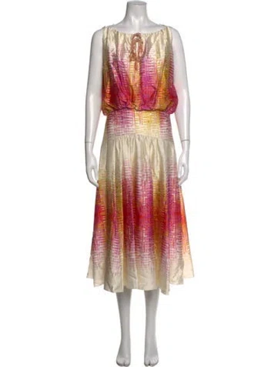 Pre-owned Silvia Tcherassi Silk Midi Length Dress In Neutrals