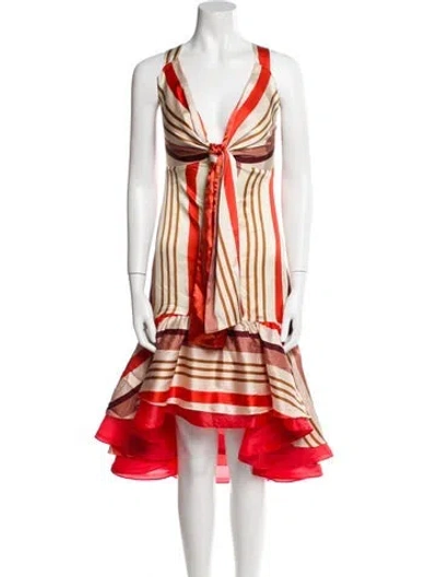 Pre-owned Silvia Tcherassi Silk Midi Length Dress W/ Tags In Neutral