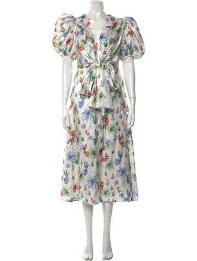 Pre-owned Silvia Tcherassi Silk Midi Length Dress In White