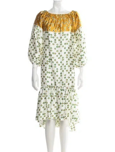 Pre-owned Silvia Tcherassi Silk Midi Length Dress In Yellow