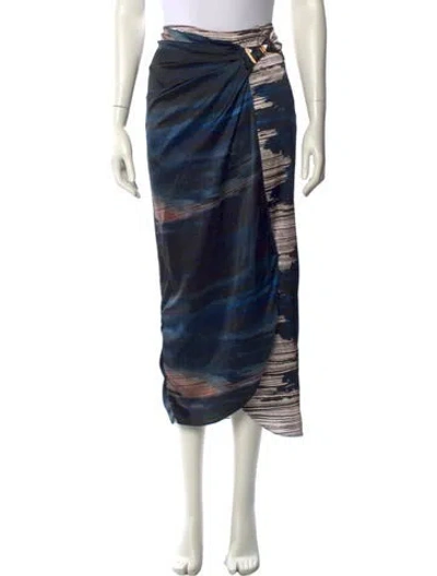 Pre-owned Silvia Tcherassi Silk Midi Length Skirt In Blue
