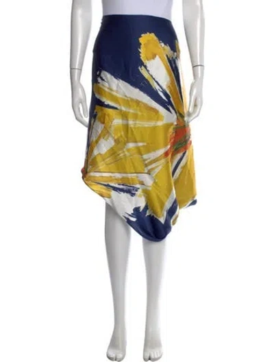 Pre-owned Silvia Tcherassi Silk Midi Length Skirt In Yellow