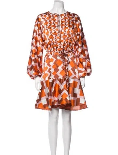 Pre-owned Silvia Tcherassi Silk Mini Dress In Brown/orange/pink