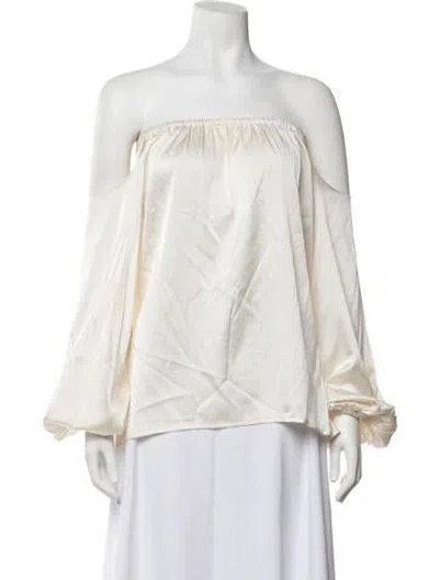 Pre-owned Silvia Tcherassi Silk Off-the-shoulder Blouse In White
