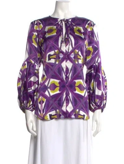 Pre-owned Silvia Tcherassi Silk Patterned Blouse In Purple