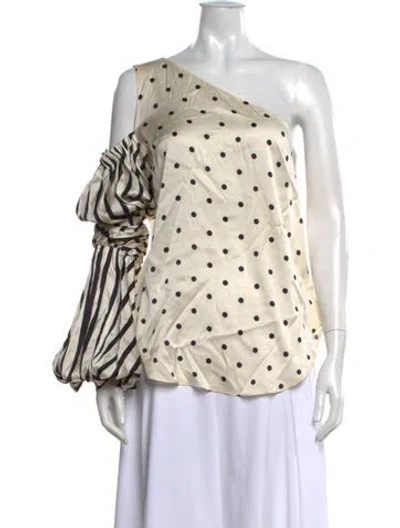 Pre-owned Silvia Tcherassi Silk Polka Dot Print Blouse In Neutrals