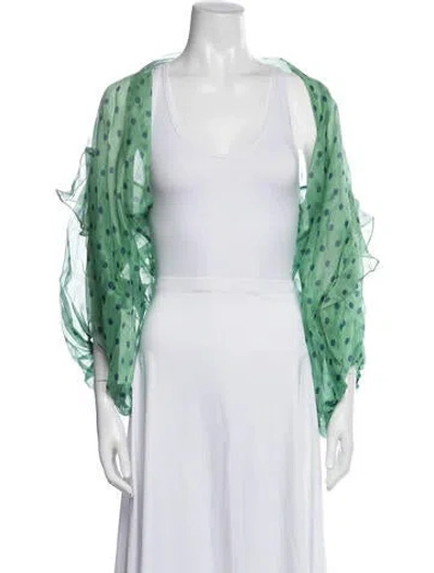 Pre-owned Silvia Tcherassi Silk Polka Dot Print Jacket In Green
