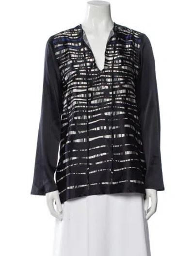 Pre-owned Silvia Tcherassi Silk Printed Blouse In Black