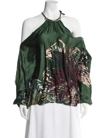 Pre-owned Silvia Tcherassi Silk Printed Blouse In Green
