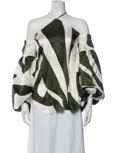 Pre-owned Silvia Tcherassi Silk Printed Blouse In Green